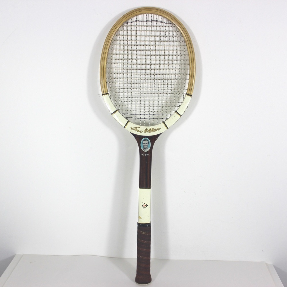 1960’s-70’s Tom Okker Vintage Wooden Tennis Racket photo and signature